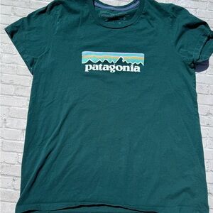Women Size M Patagonia Organic Cotton Teal Crew Neck Tee